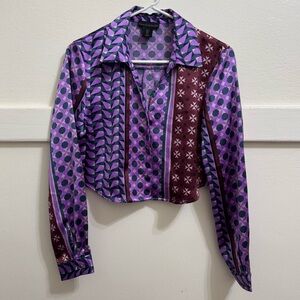 House of Harlow 1960 Purple Patterned Cropped Top (S)